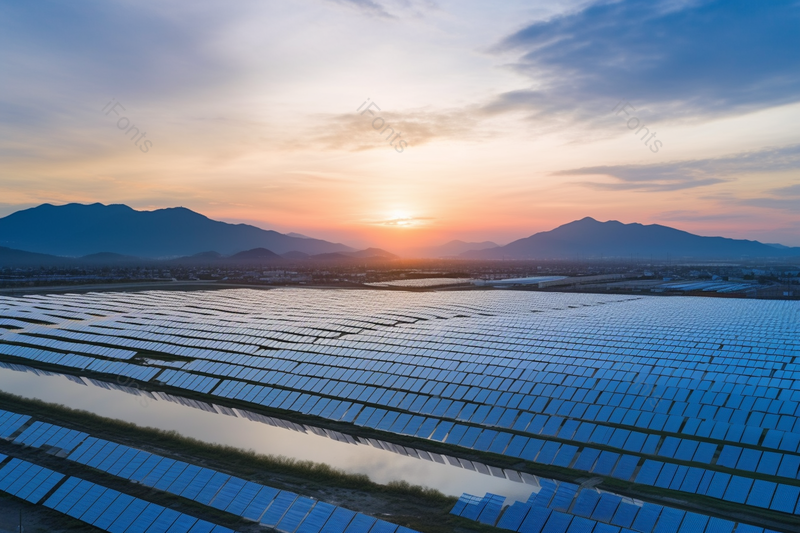 日落发电厂高山太阳能面板实拍摄影图,高清,摄影图,摄影图片,图片大全,摄影图免费下载